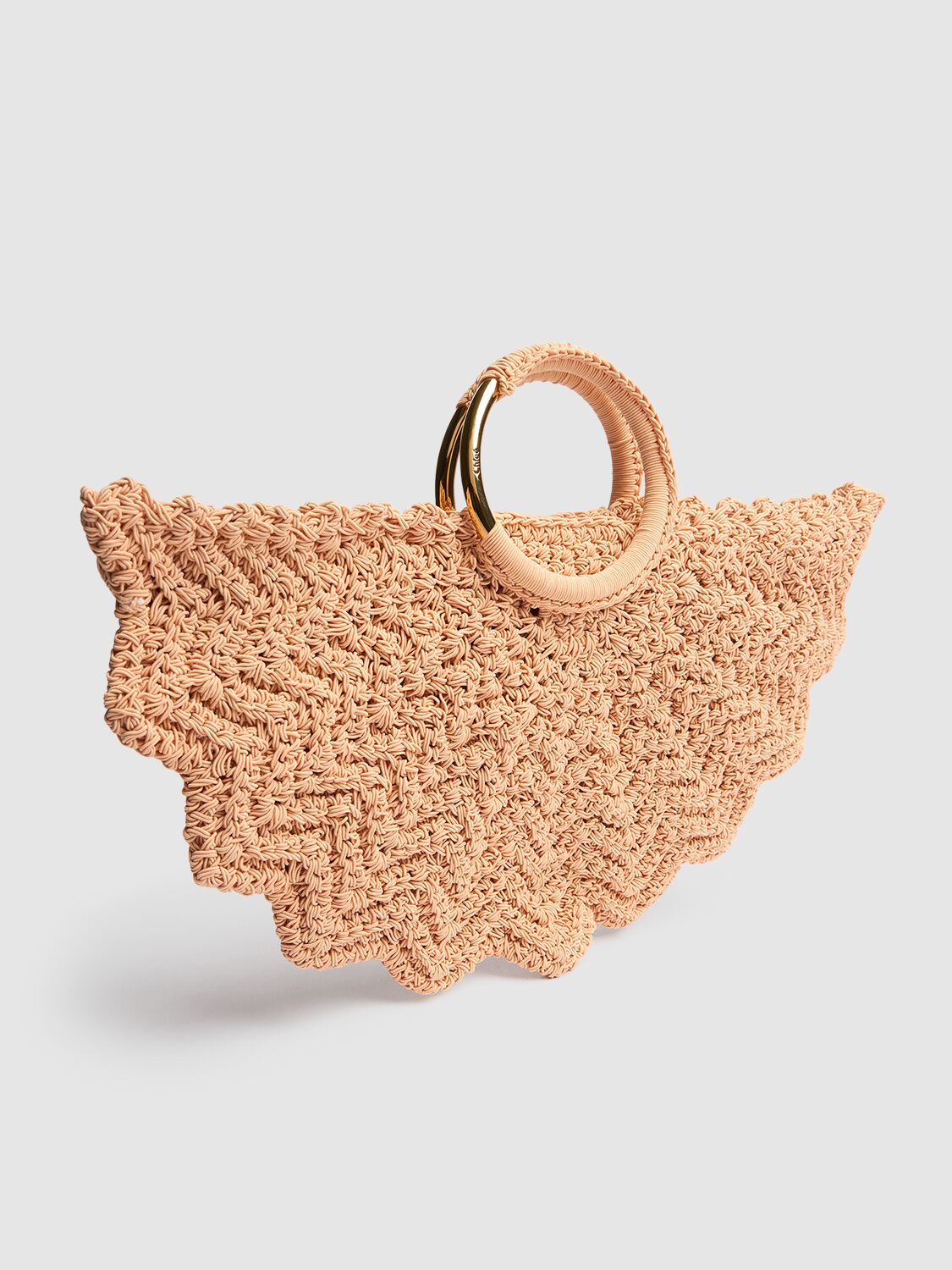 Chloé Passementerie Crochet Top-handle Bag In Fabric In Apricot Pink