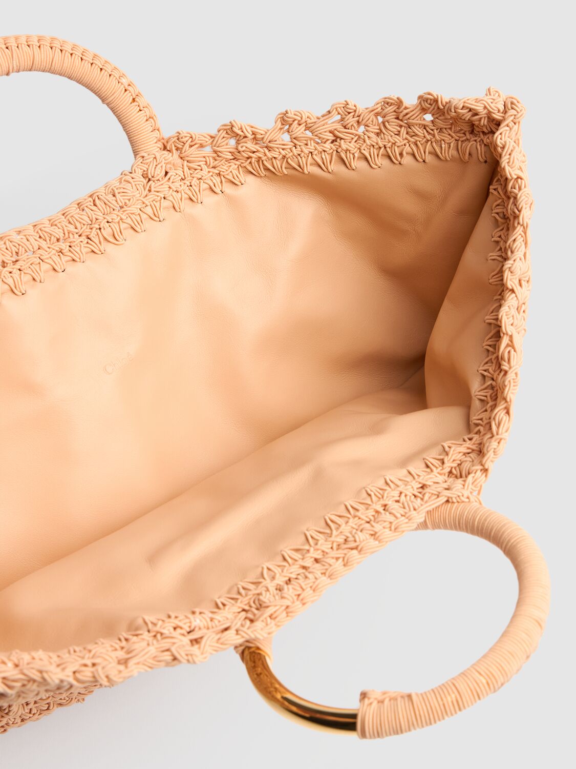 Chloé Passementerie Crochet Top-handle Bag In Fabric In Apricot Pink