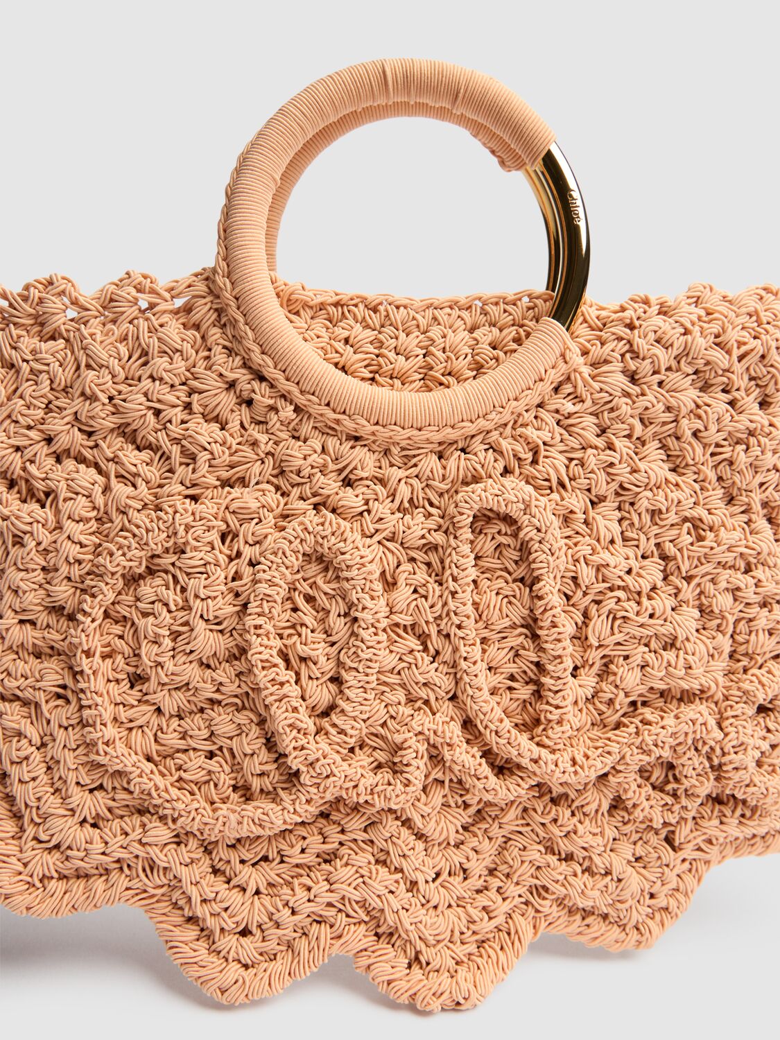 Chloé Passementerie Crochet Top-handle Bag In Fabric In Apricot Pink
