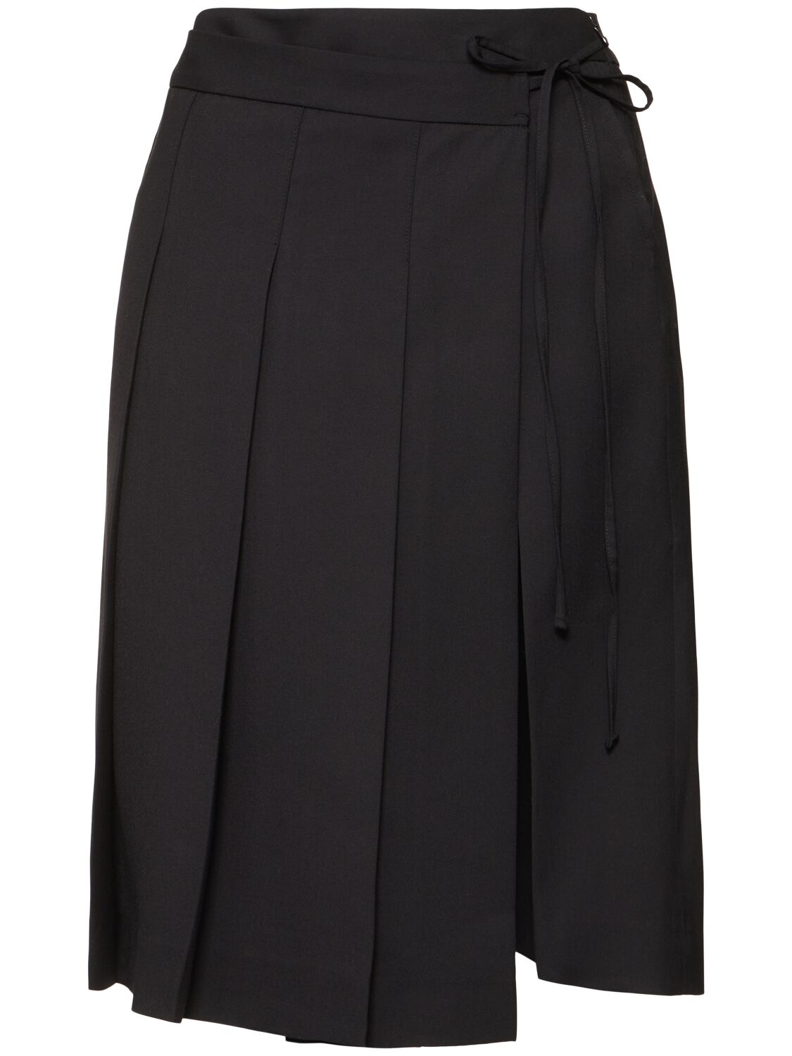 Ribbon Pleated Midi Skirt