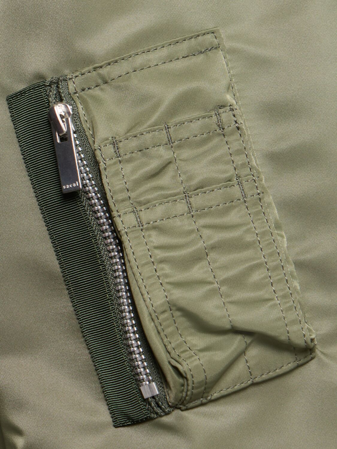 Sacai Zip-up Nylon Bomber Jacket In Khaki