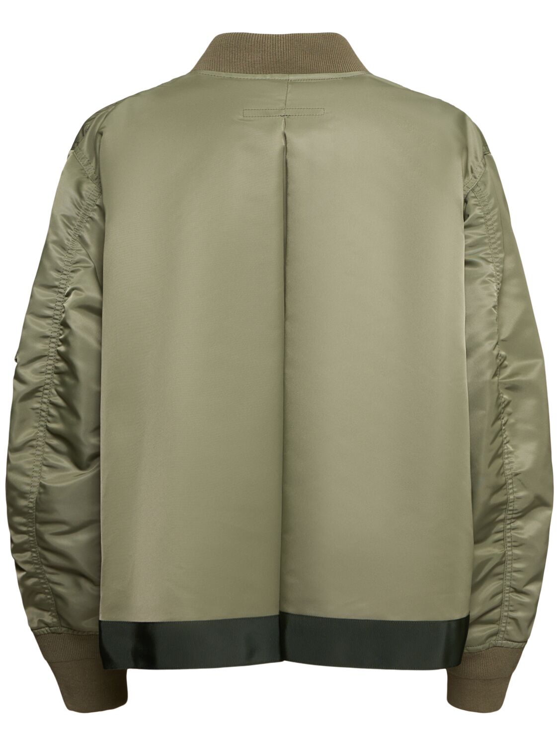 Sacai Zip-up Nylon Bomber Jacket In Khaki