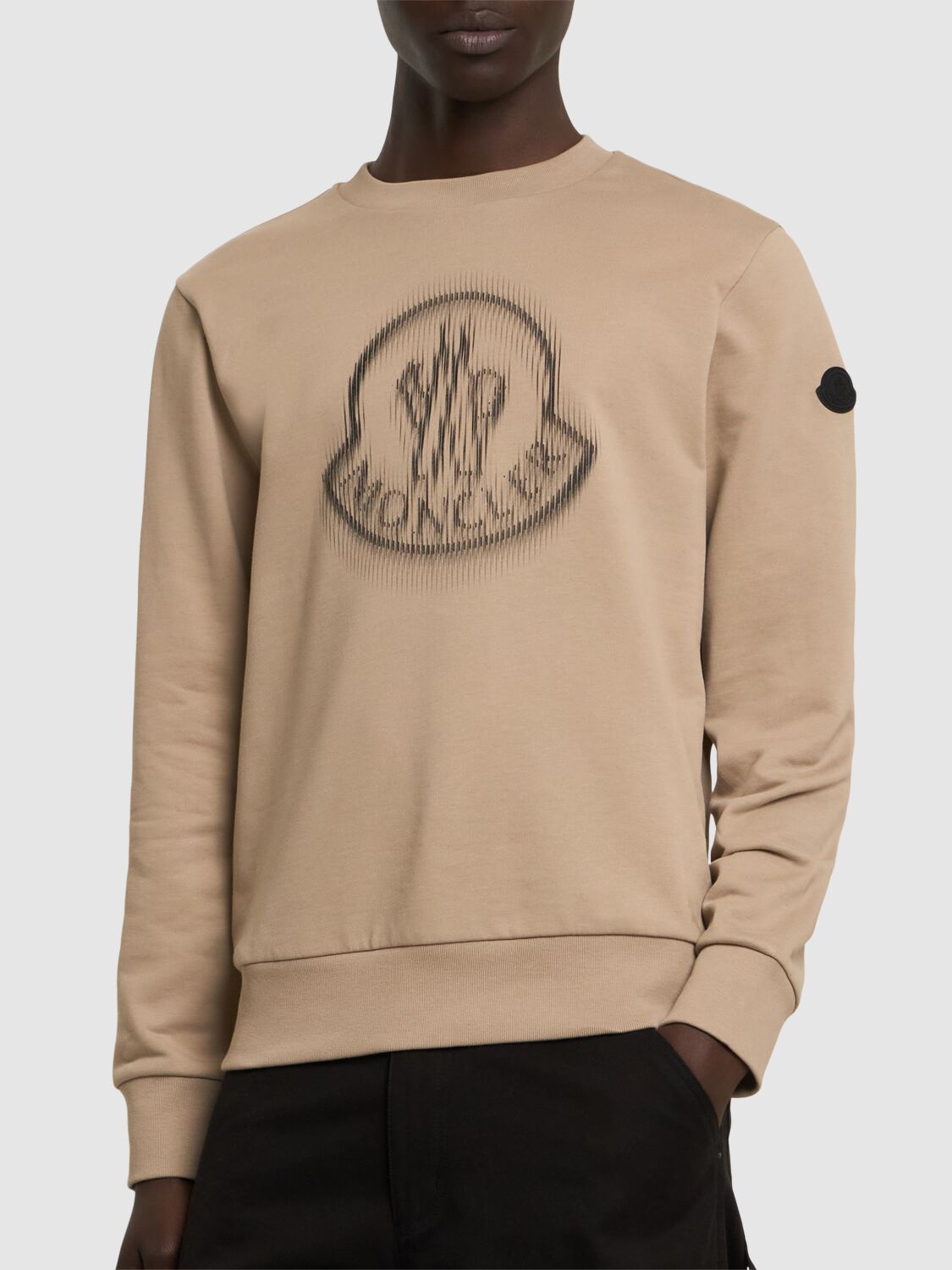 Moncler Blurred Logo Graphic Sweatshirt In Sand Beige