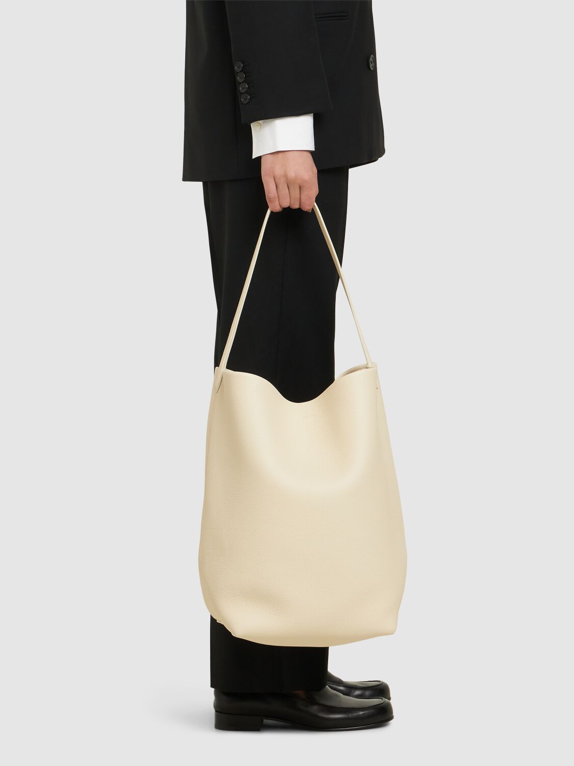 The Row Large Lux Park Leather Tote Bag In Ivory