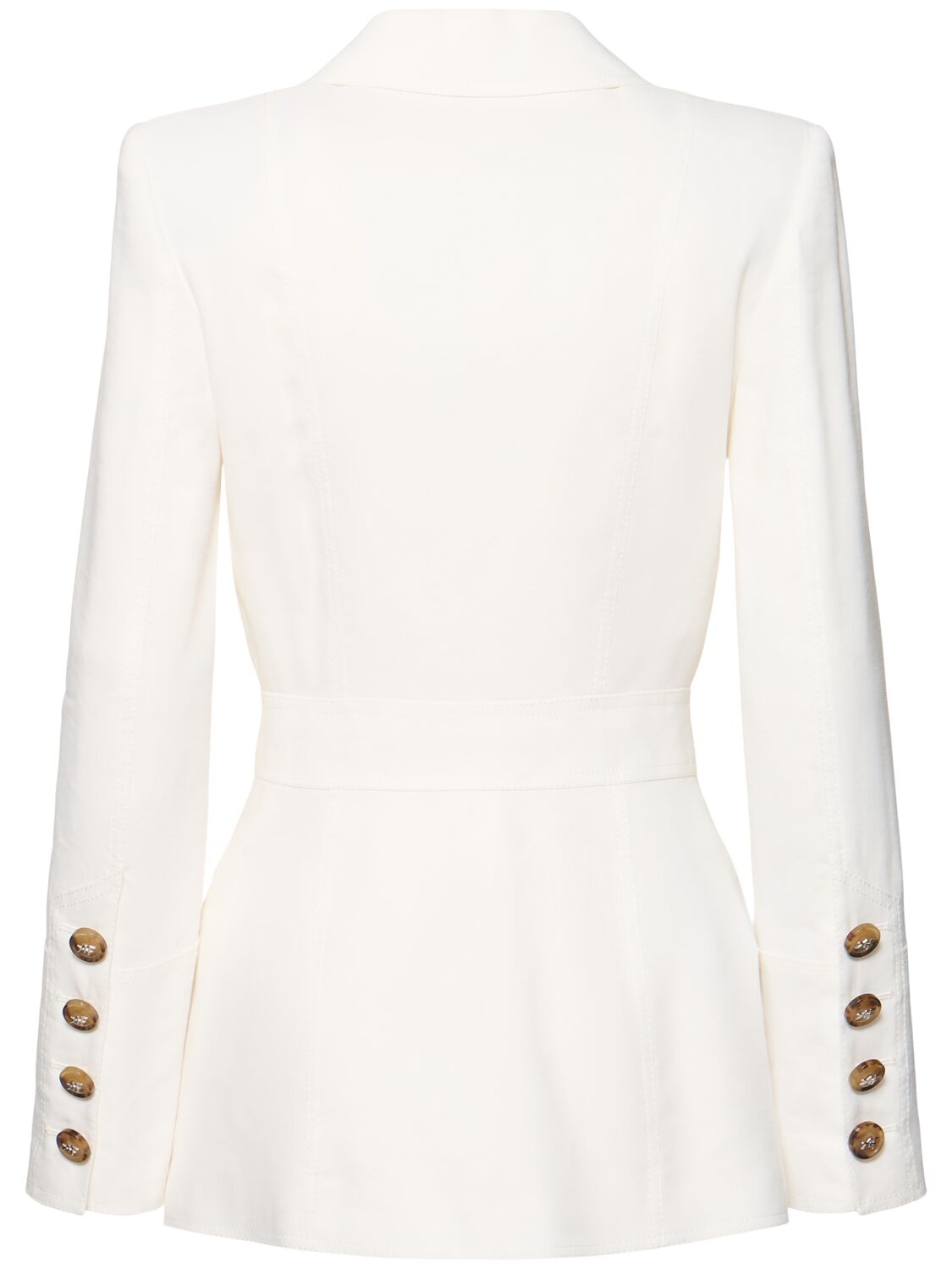 Alberta Ferretti Linen Blend Double Breast Blazer In 象牙色