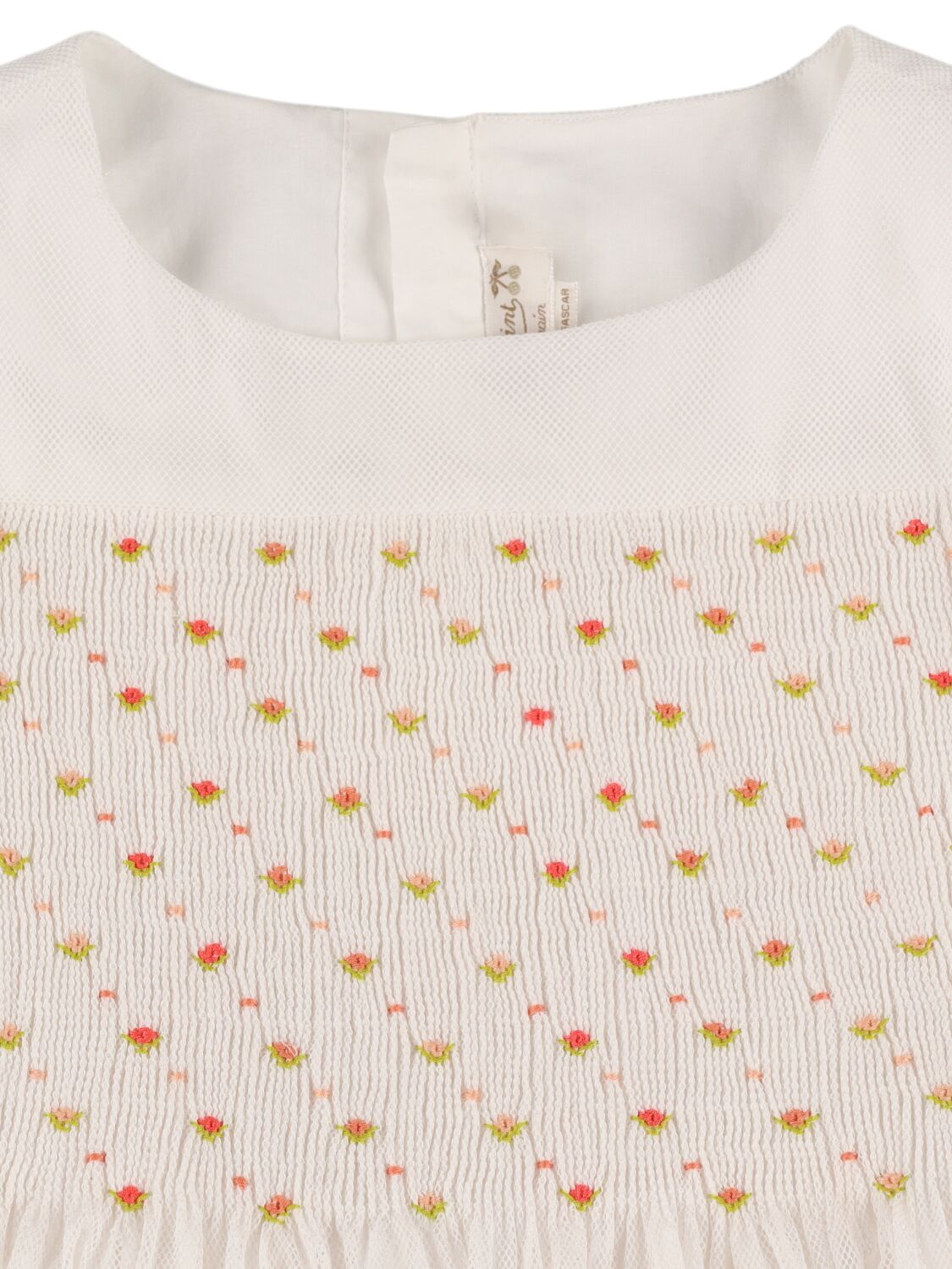 Shop Bonpoint Embroidered Cotton Voile Dress In White