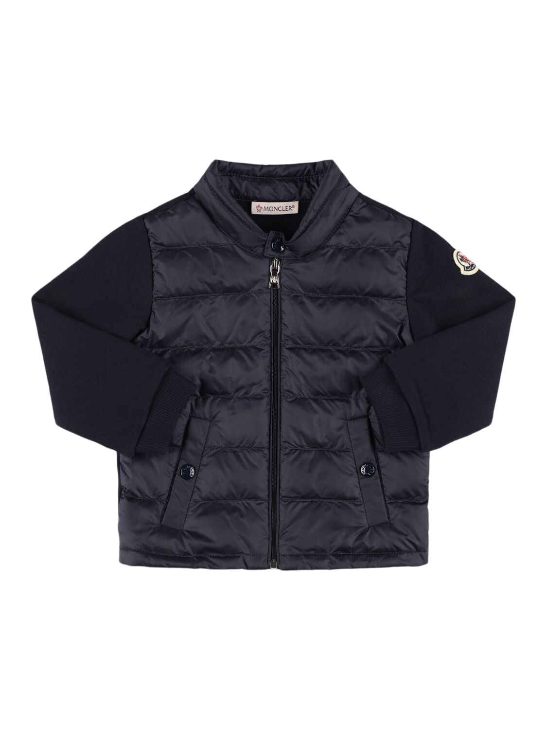 Padded Cotton & Nylon Zip-up Sweatshirt