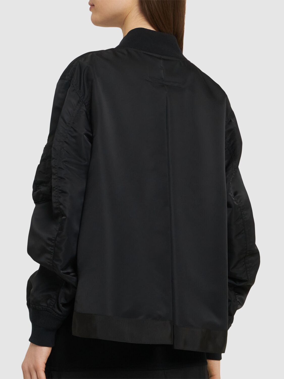 Sacai Baseball-collar Zip-up Bomber Jacket In 黑色
