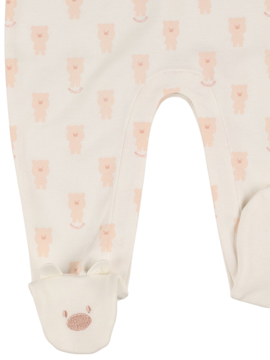 Moncler Teddy Bear Print Cotton Set In White/pink