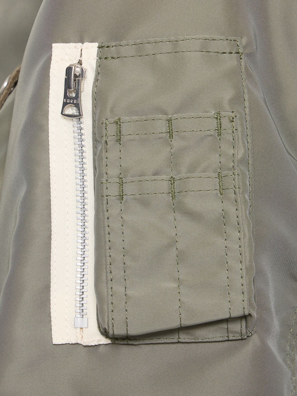 Shop Sacai Nylon Twill Jacket In Khaki