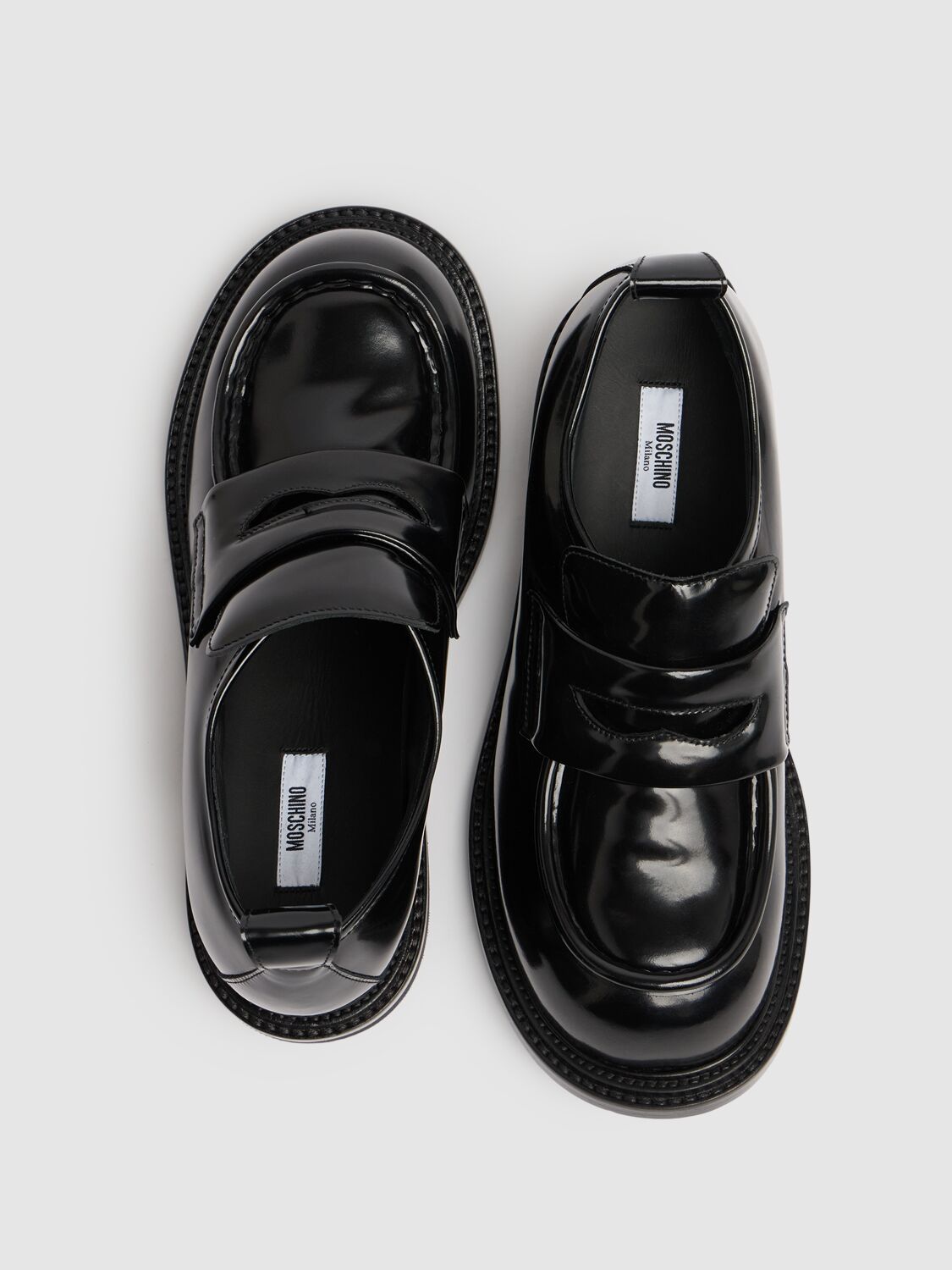 Moschino Patent-leather Loafers In Black