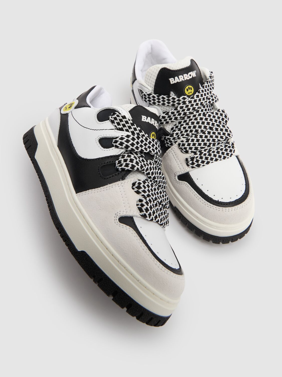 Barrow Leather Lace-up Sneakers In White