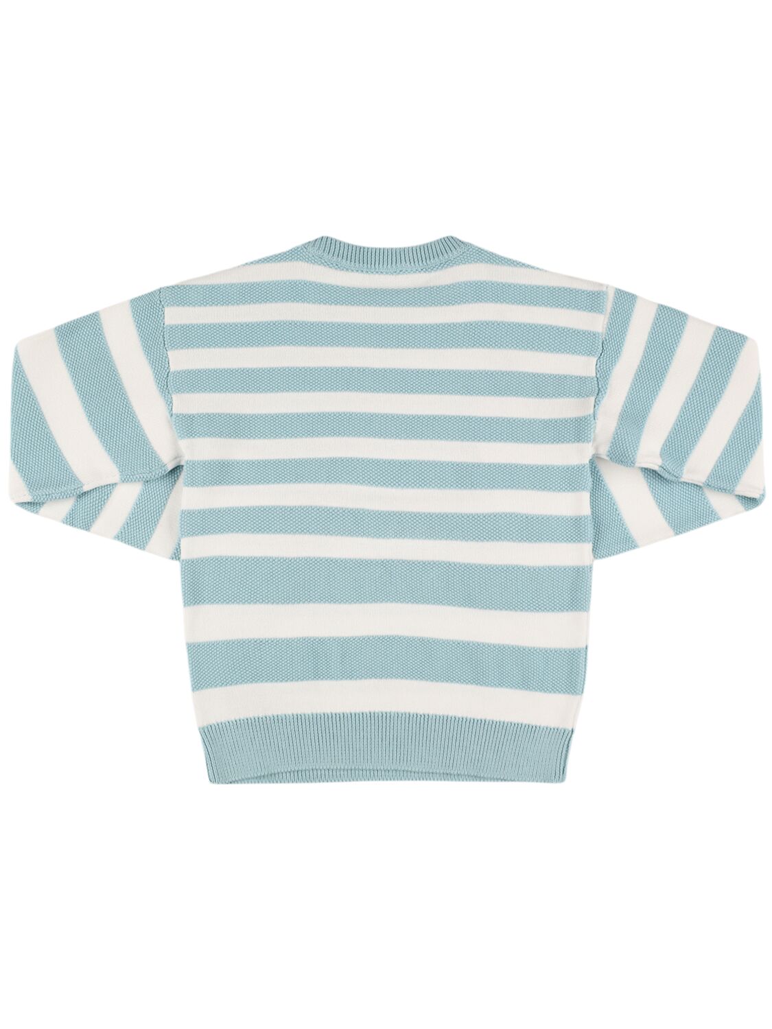 Balmain Striped Cotton Knit Sweater In White/blue