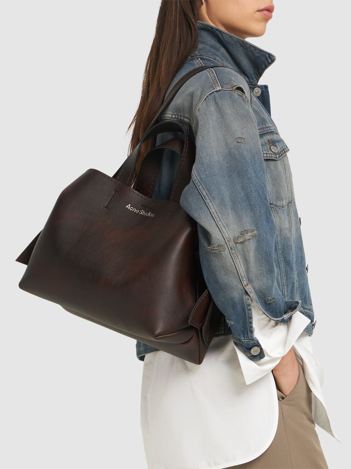 Musubi Soft Semi Shiny Leather Tote Bag
