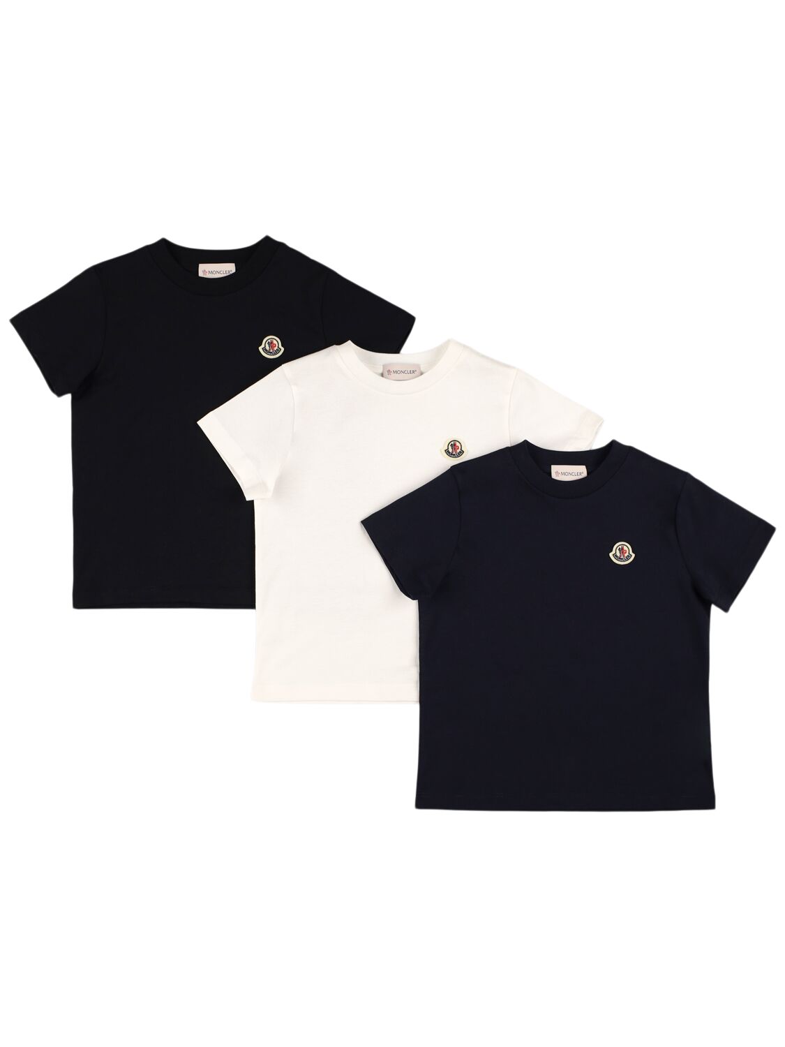 Moncler Pack Of 3 Logo Cotton T-shirts In Multicolor