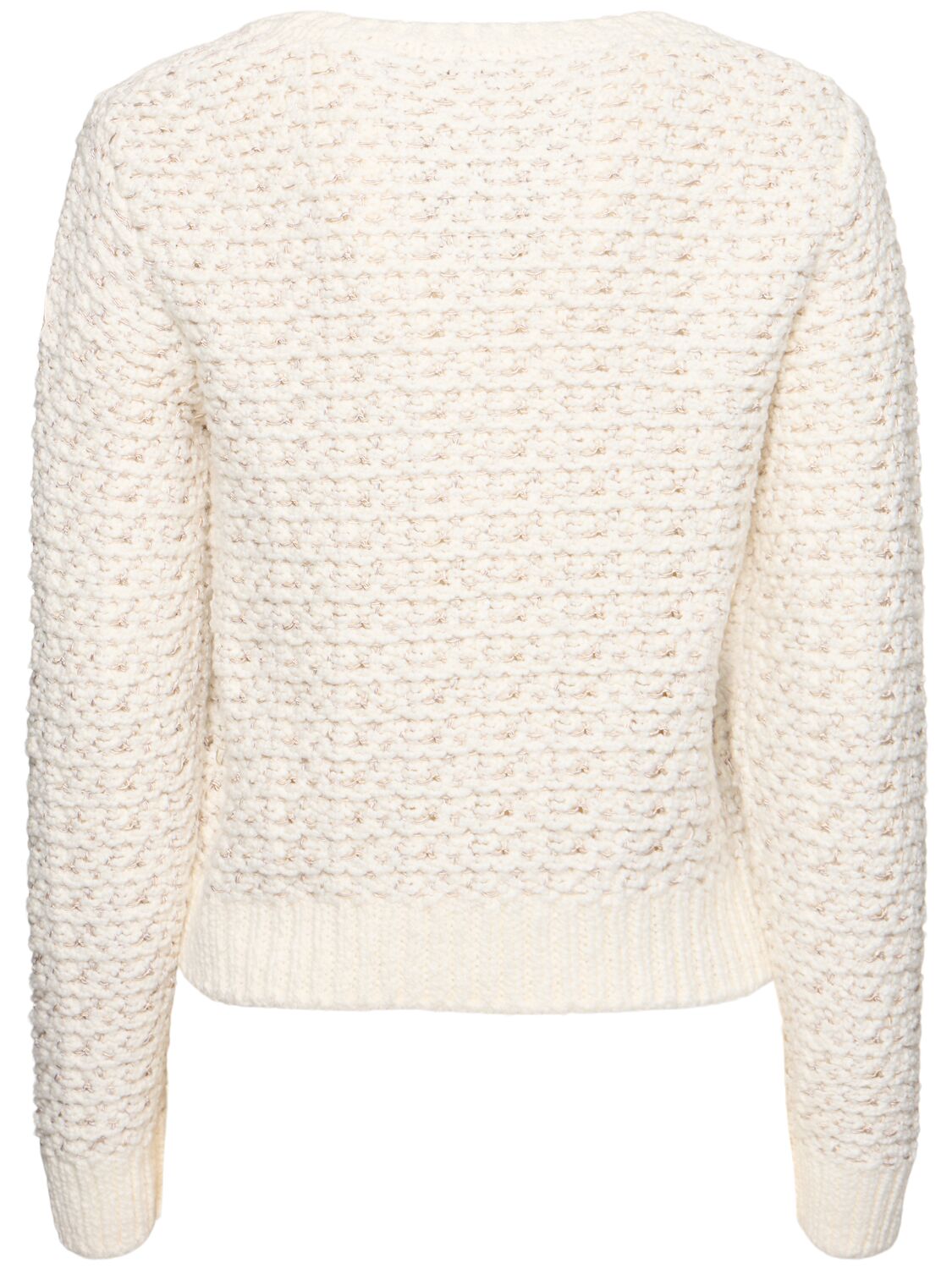Moncler Cotton Blend Textured Sweater In White