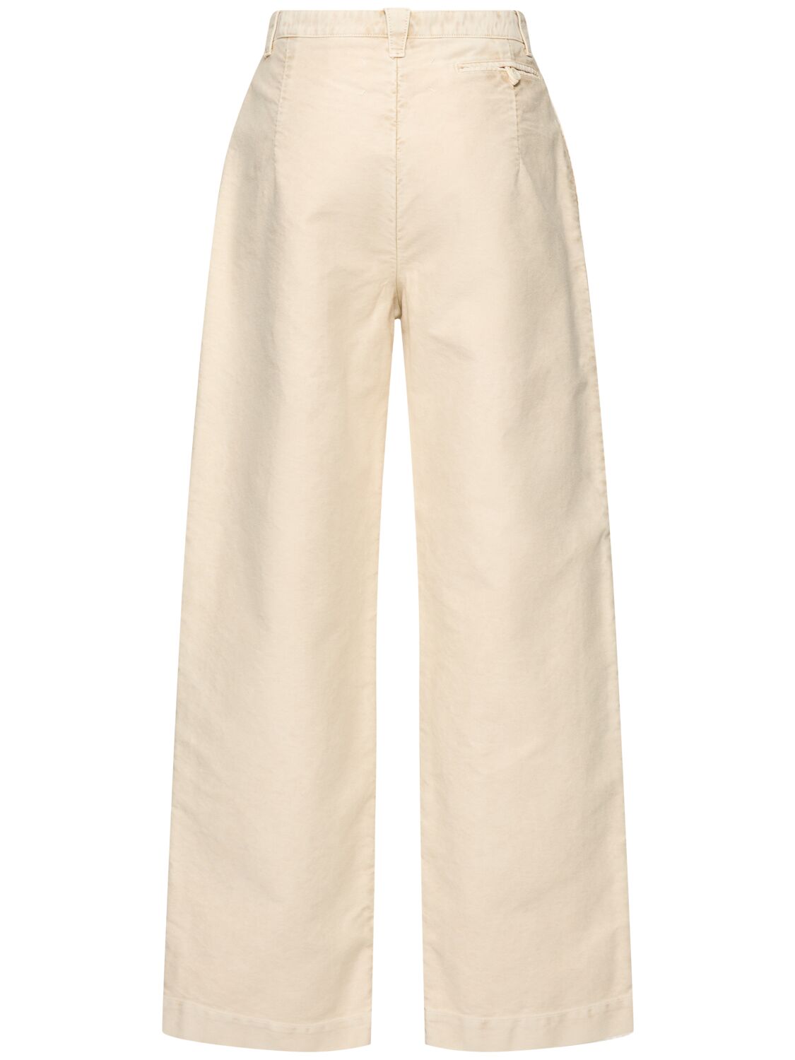 Maison Margiela Mid Rise Cotton Wide Pants In Ivory