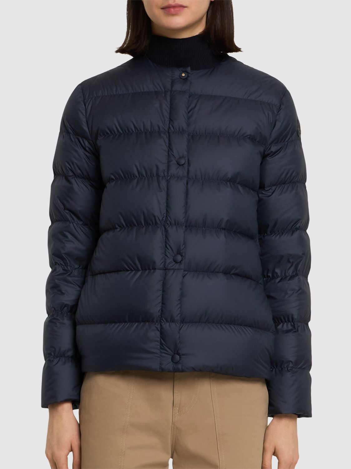 Moncler Gerbe Tech Down Jacket In Navy