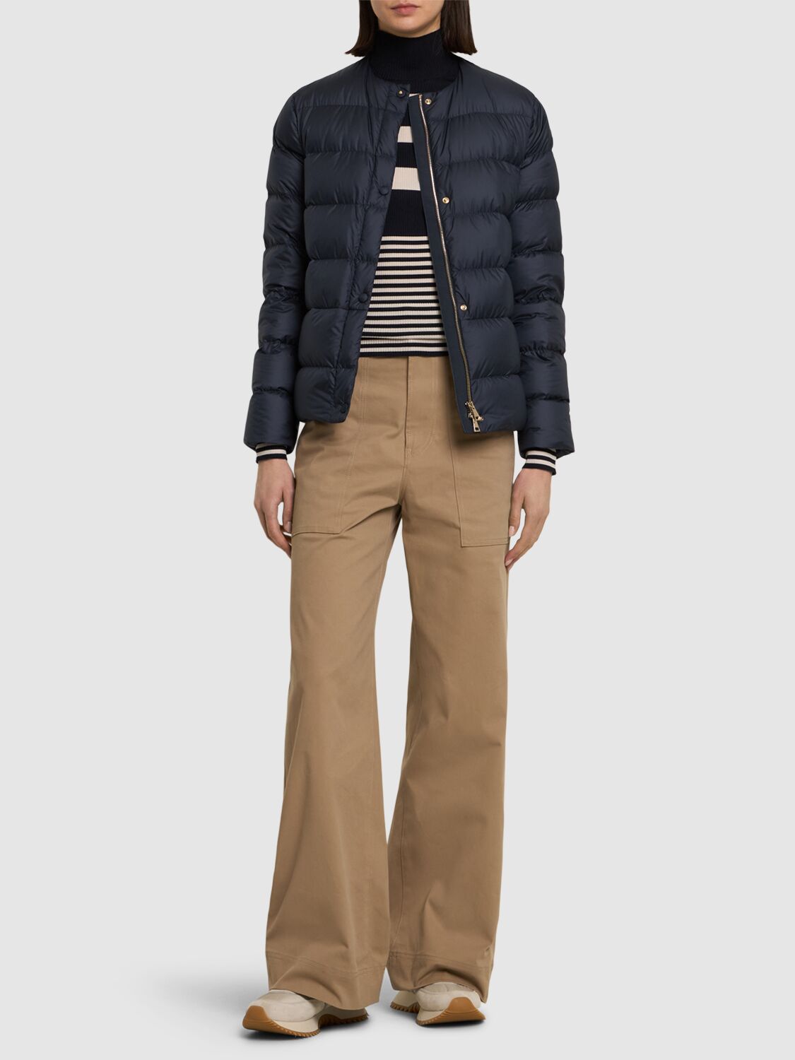 Moncler Gerbe Tech Down Jacket In Navy