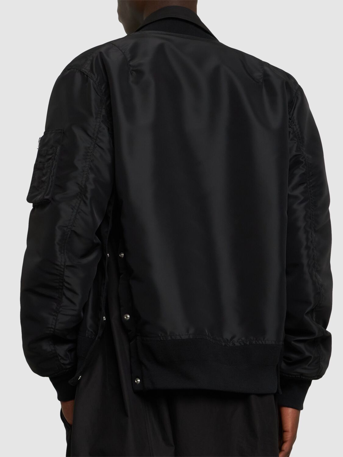 SACAI♡ Nylon Twill Mix Coat - BLACK 001 sacai: Black Nylon Twill Mix Coat | SSENSE