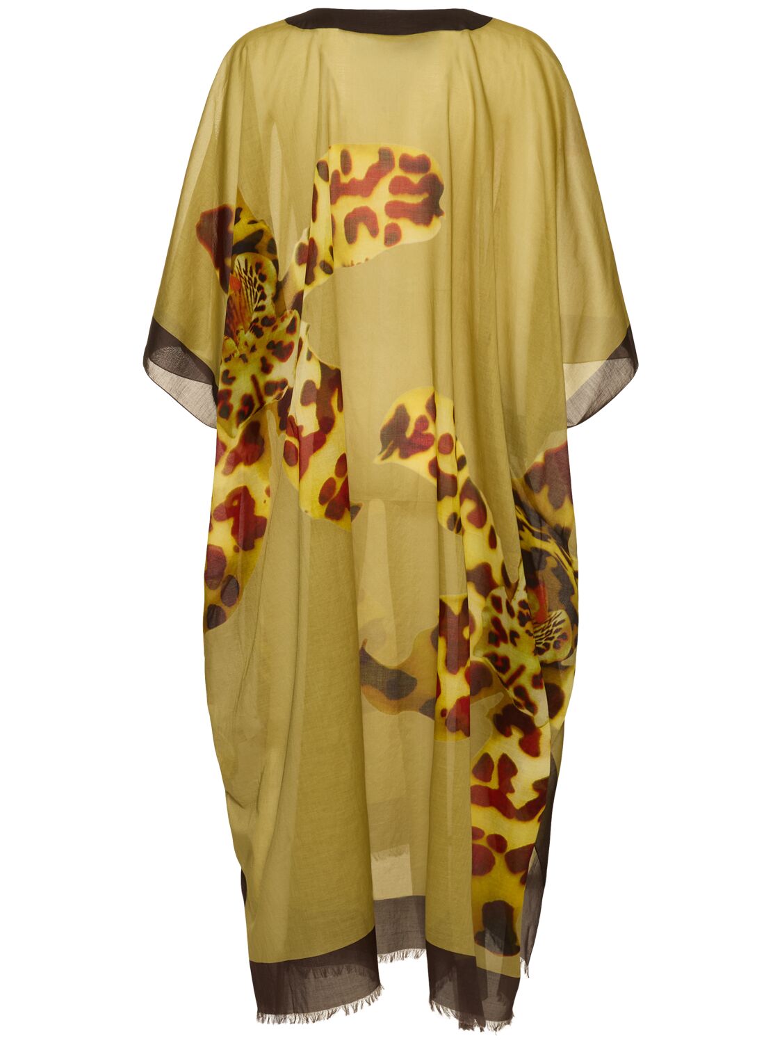 Dries Van Noten Abstract-print V-neck Midi Dress In Multi/green