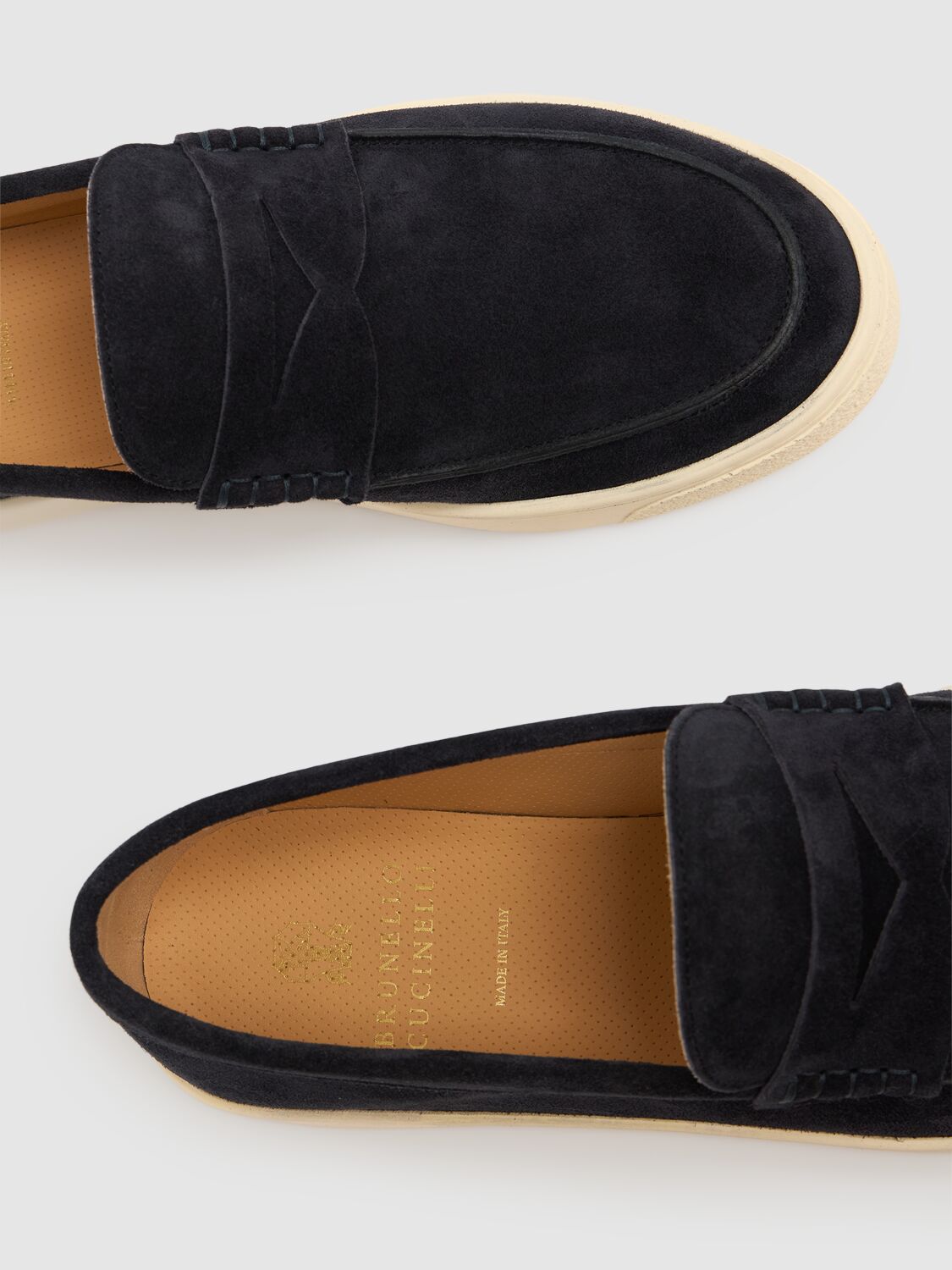 Brunello Cucinelli Suede Loafers In Profondo