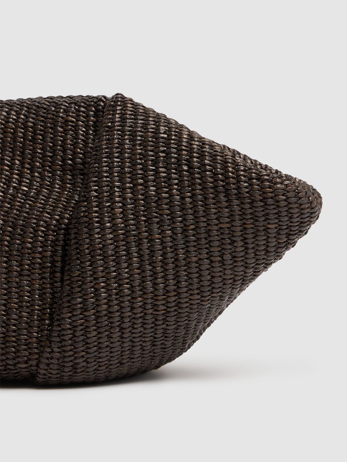 Shop Brunello Cucinelli Small Raffia Clutch In Dark Brown