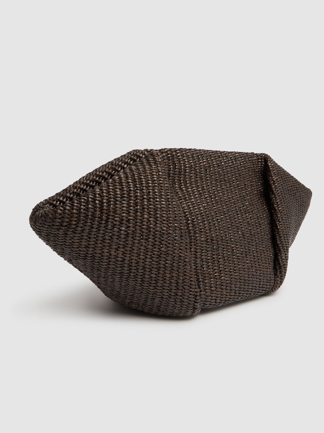 Shop Brunello Cucinelli Small Raffia Clutch In Dark Brown