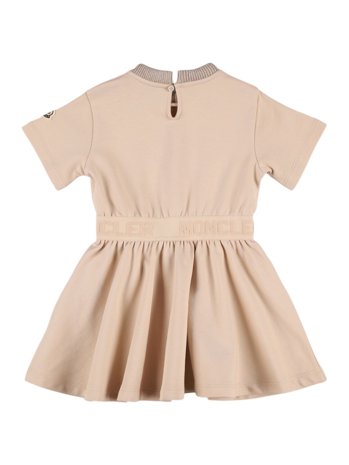 Moncler Logo Trim Cotton Dress In Light Pink