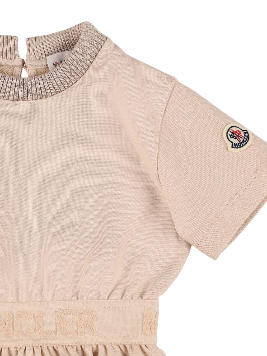 Moncler Logo Trim Cotton Dress In Light Pink
