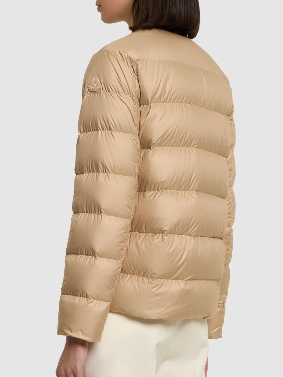 Moncler Gerbe Tech Down Jacket In Beige