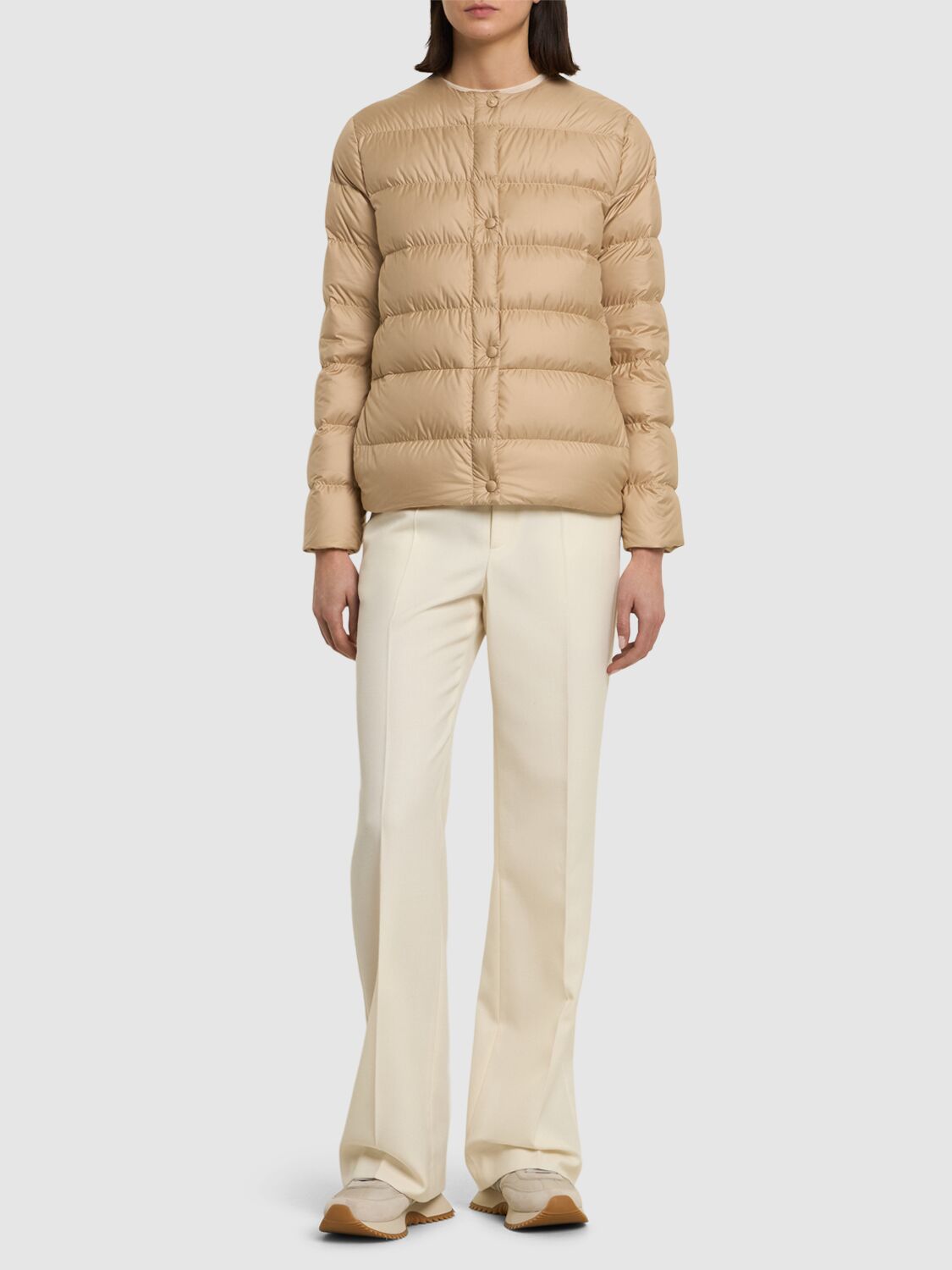 Moncler Gerbe Tech Down Jacket In Beige