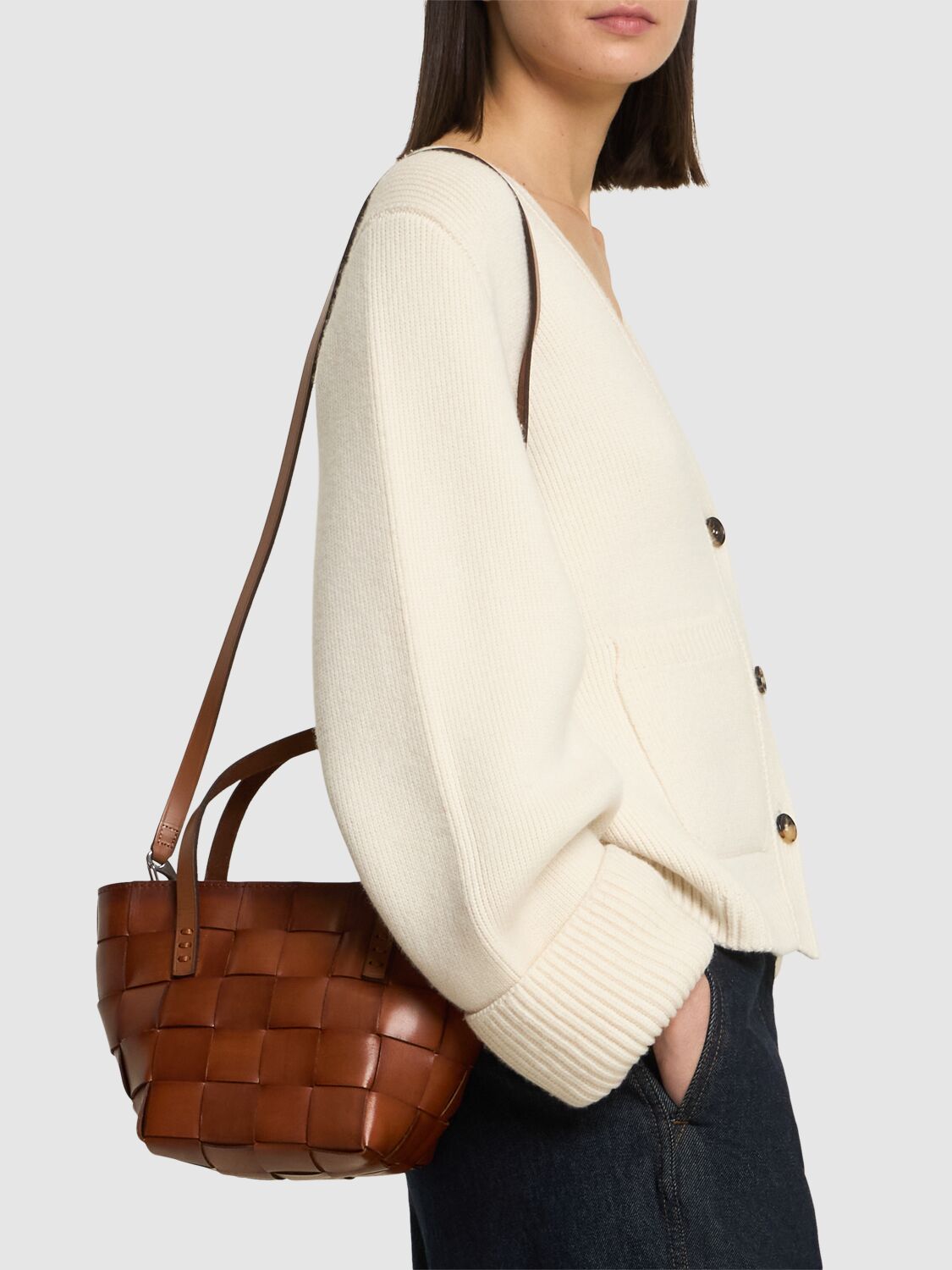 Dragon Diffusion Mini Japan Leather Top Handle Bag In 棕黄色