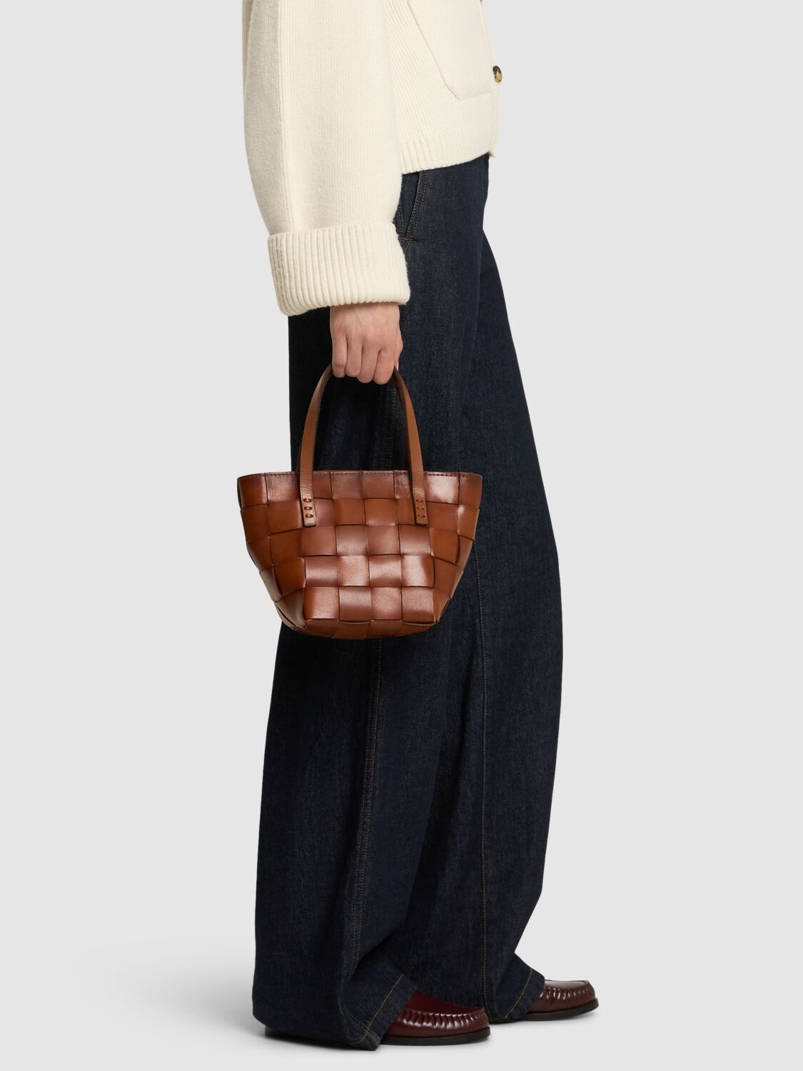 Dragon Diffusion Mini Japan Leather Top Handle Bag In 棕黄色