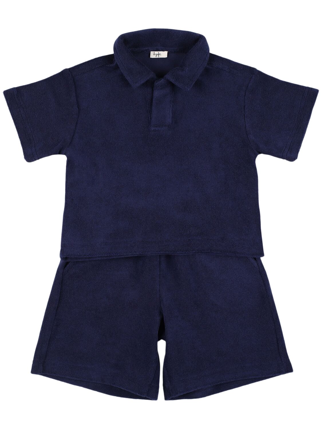 Il Gufo Cotton Terry Polo Shirt & Shorts In Blue