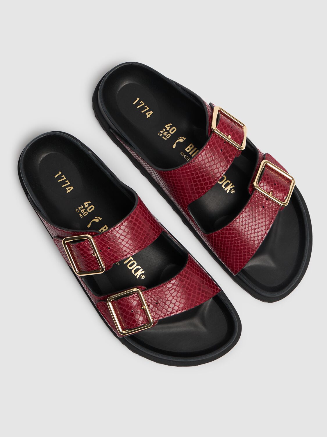 Birkenstock 1774 Arizona Python Print Leather Sandals In Red