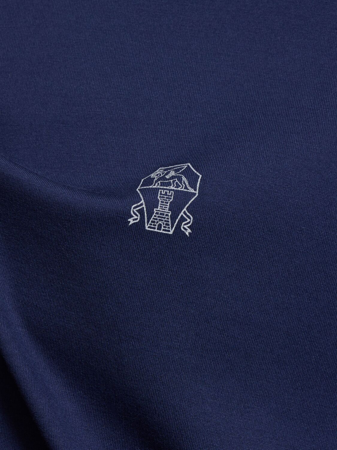 Brunello Cucinelli Cotton Jersey Logo T-shirt In Galassia