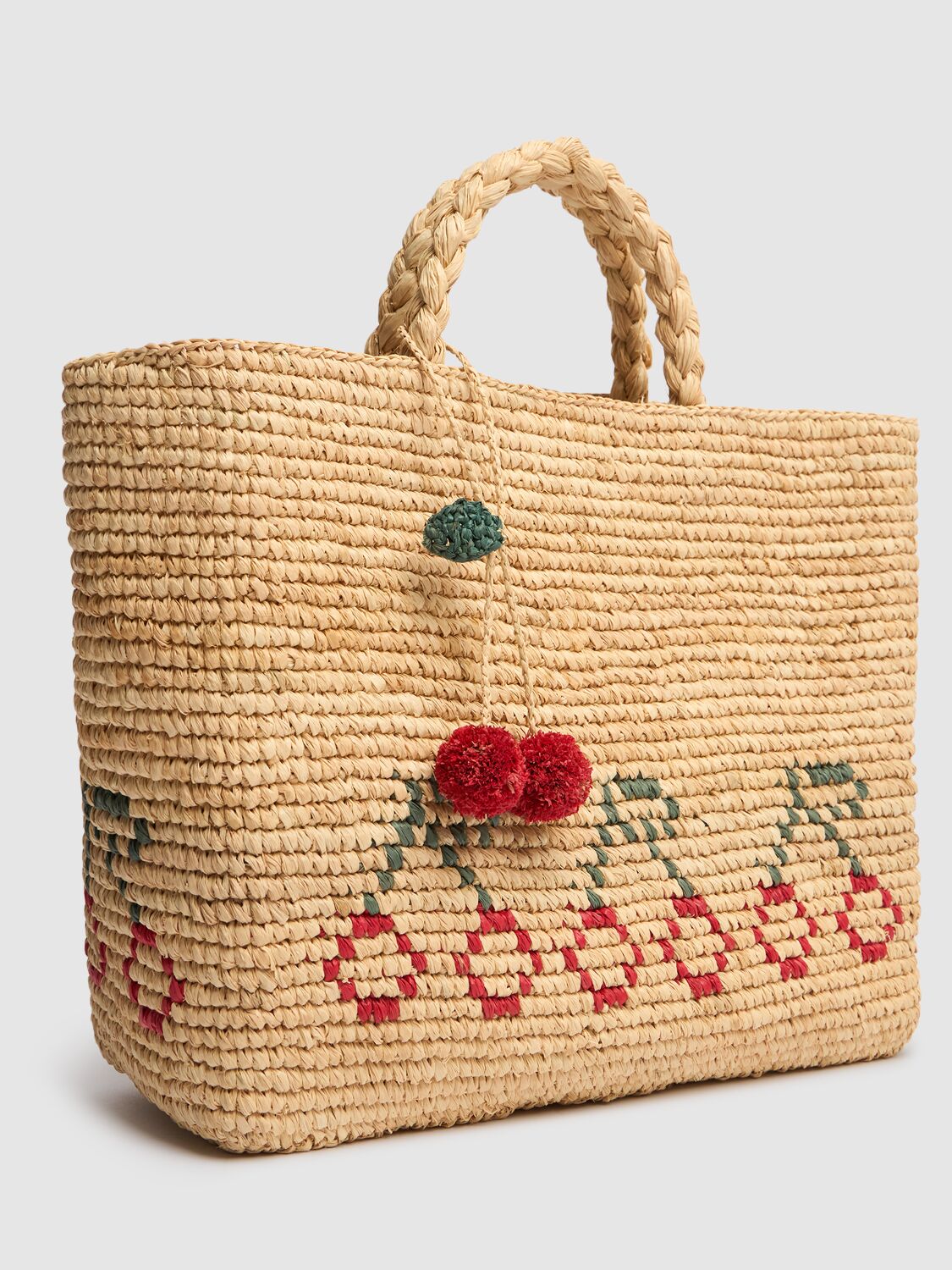 BONPOINT CHERRY RAFFIA TOTE BAG 