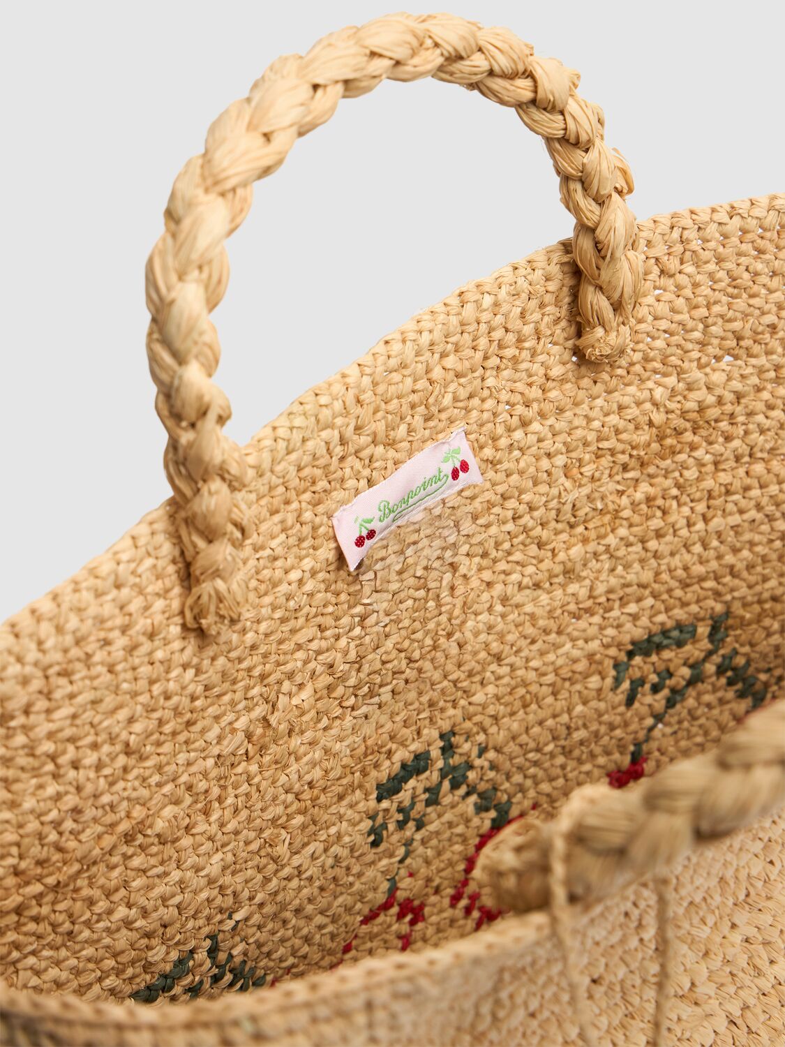 BONPOINT CHERRY RAFFIA TOTE BAG 