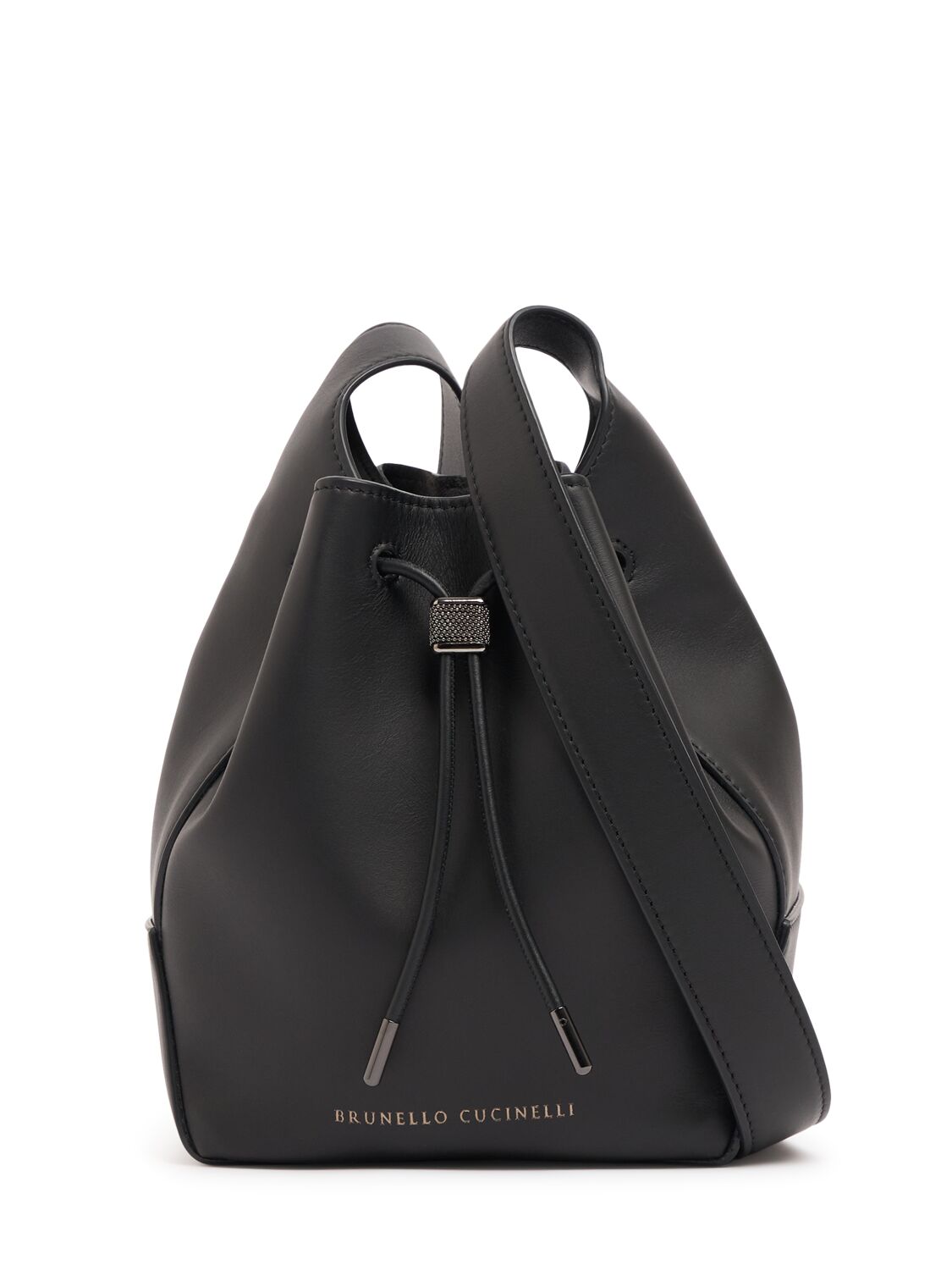 Brunello Cucinelli Nano Leather Bucket Bag In Black