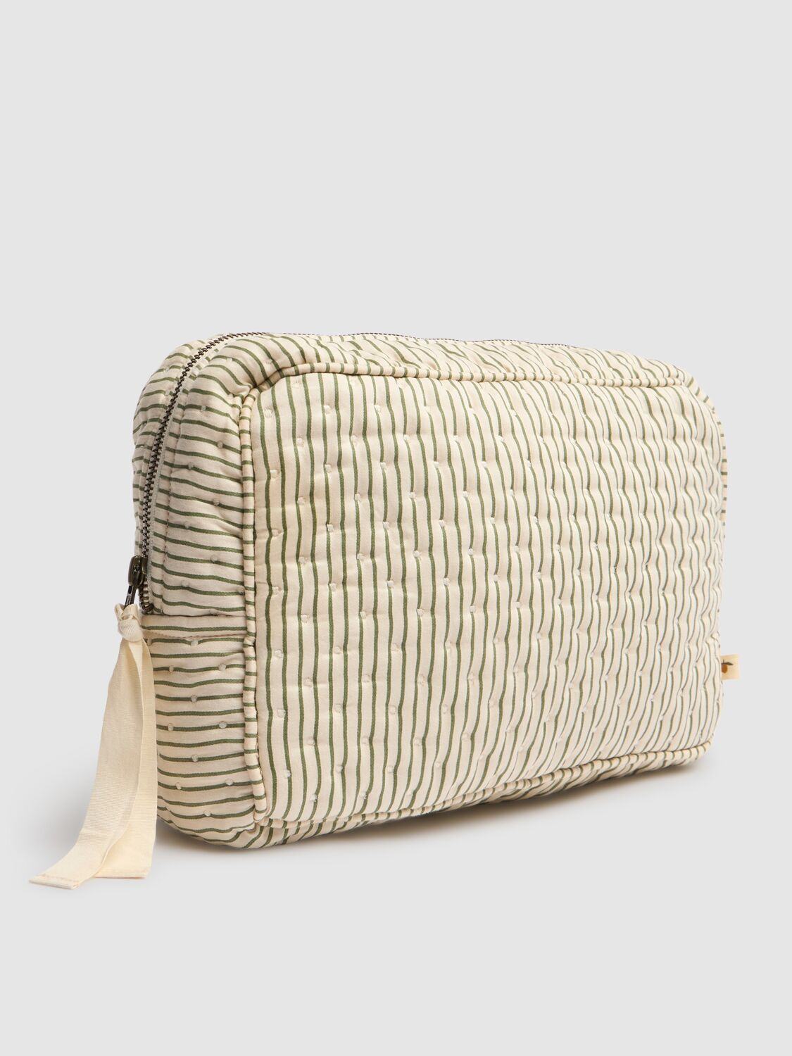 Shop Konges Sløjd Quilted Cotton Toiletry Bag In Beige