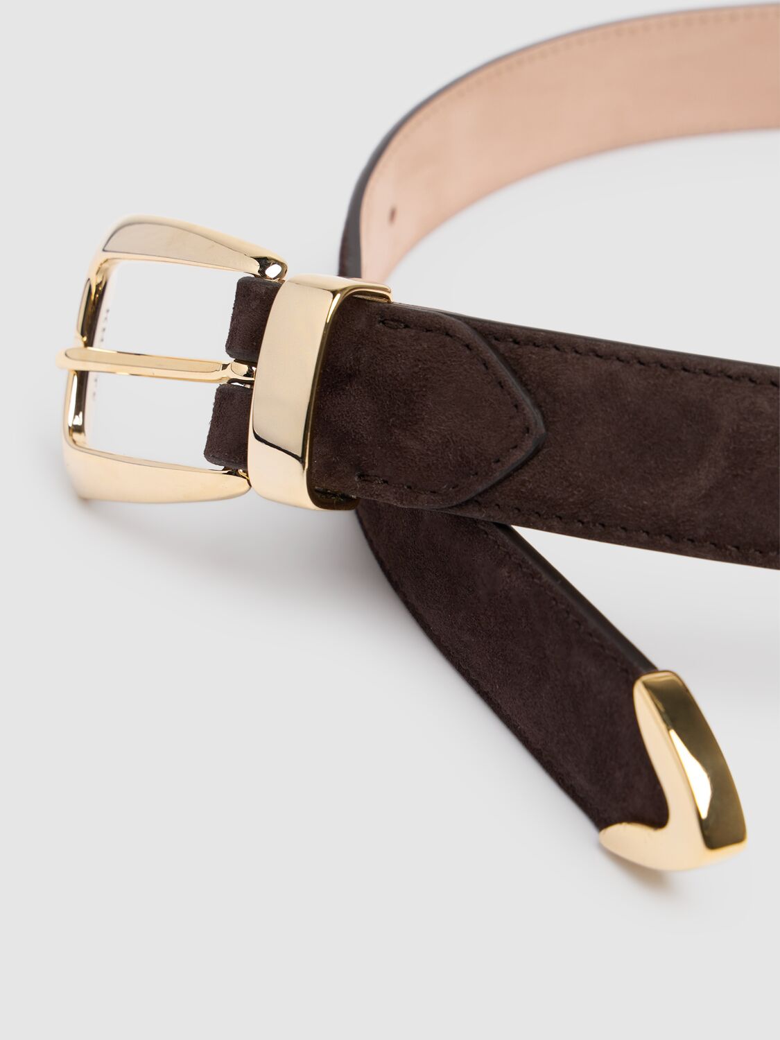 Khaite Benny Suede Belt In Brown