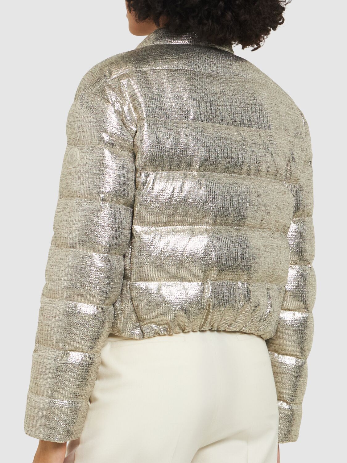 Moncler Paillys Metallic Tech Down Jacket In Silver