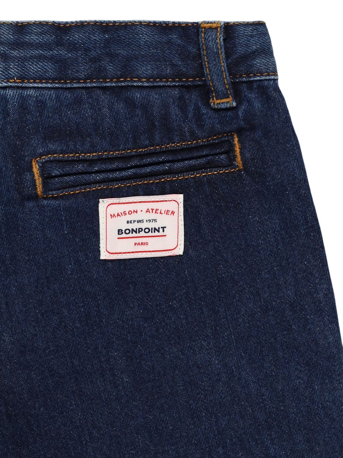 Bonpoint Stretch Cotton Denim Shorts In Blue