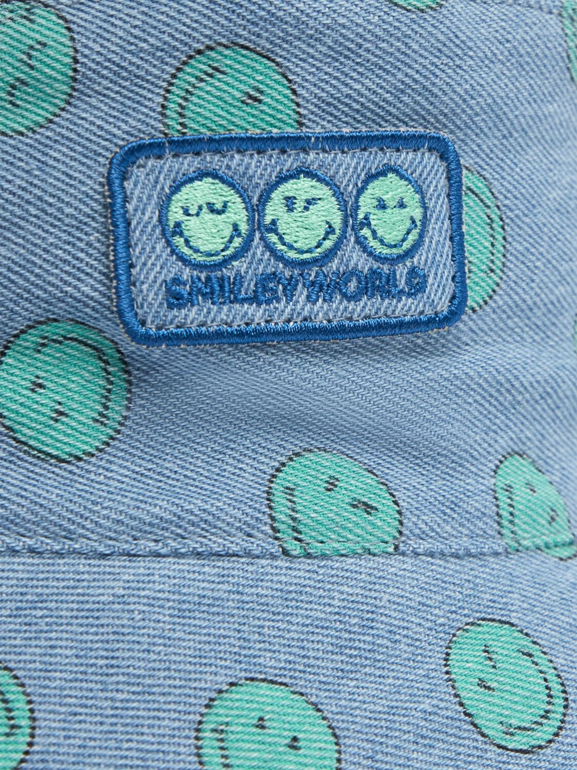 The New Society Printed Cotton Denim Bucket Hat In Blue