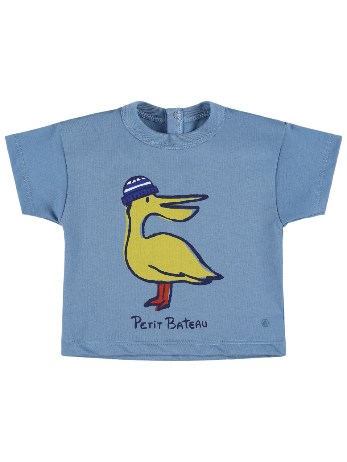 Petit Bateau Printed Cotton Jersey T-shirt In Blue