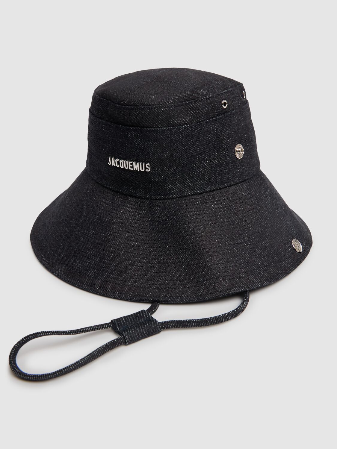 Jacquemus Le Bob De-nimes Blue Bucket Hat With Logo Lettering On The Front And Adjustable Strap In Cotton Man In Navy