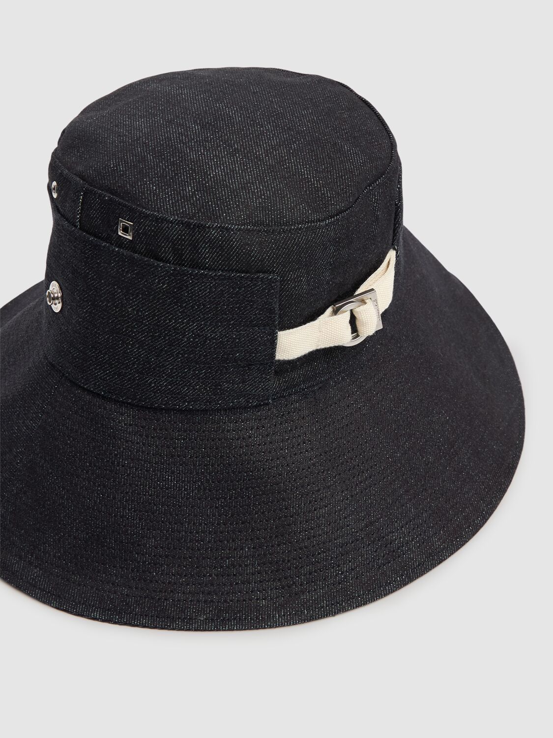 Jacquemus Le Bob De-nimes Blue Bucket Hat With Logo Lettering On The Front And Adjustable Strap In Cotton Man In Navy