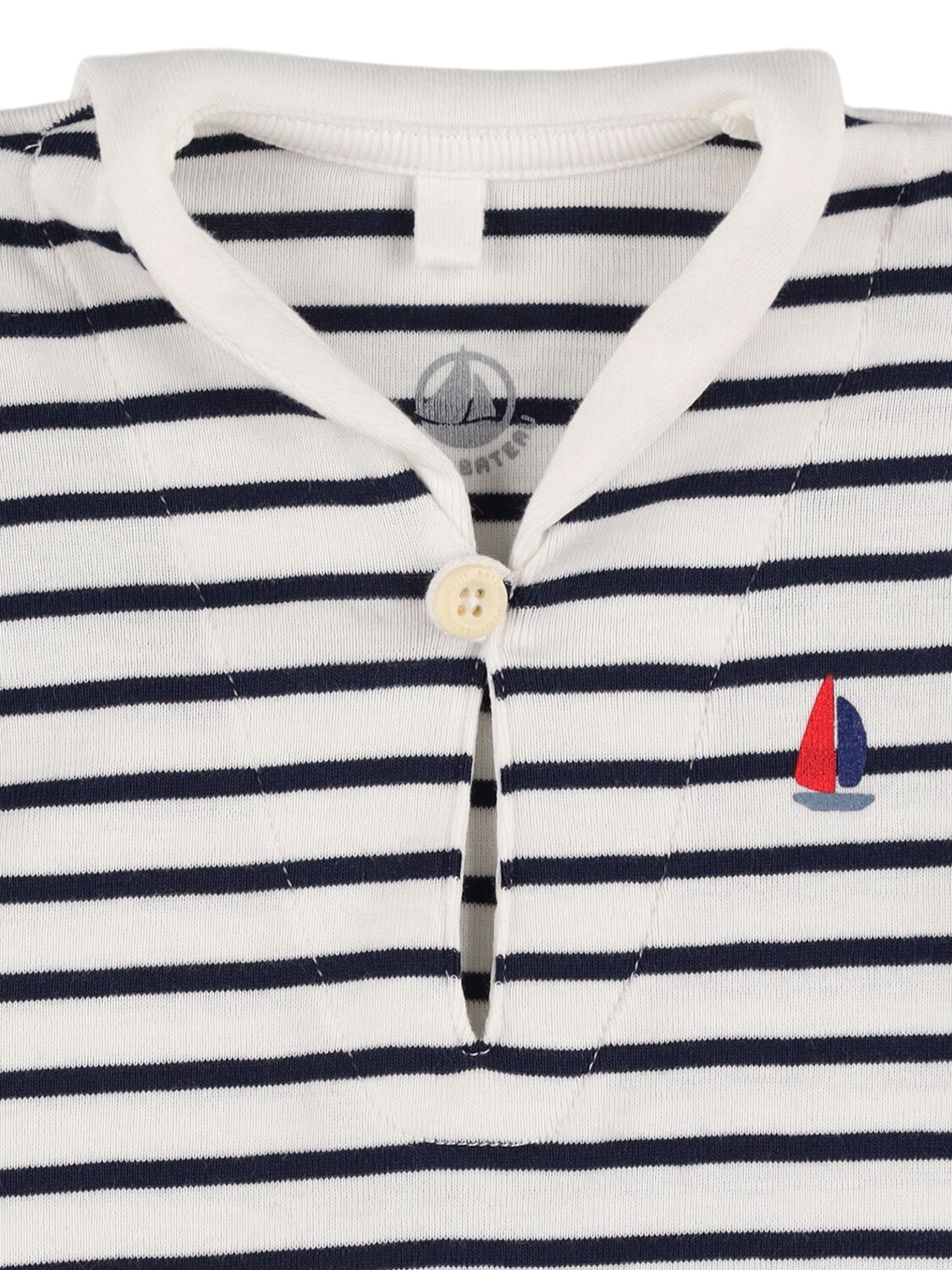 Petit Bateau Sailor Printed Cotton Jersey Romper In White/blue