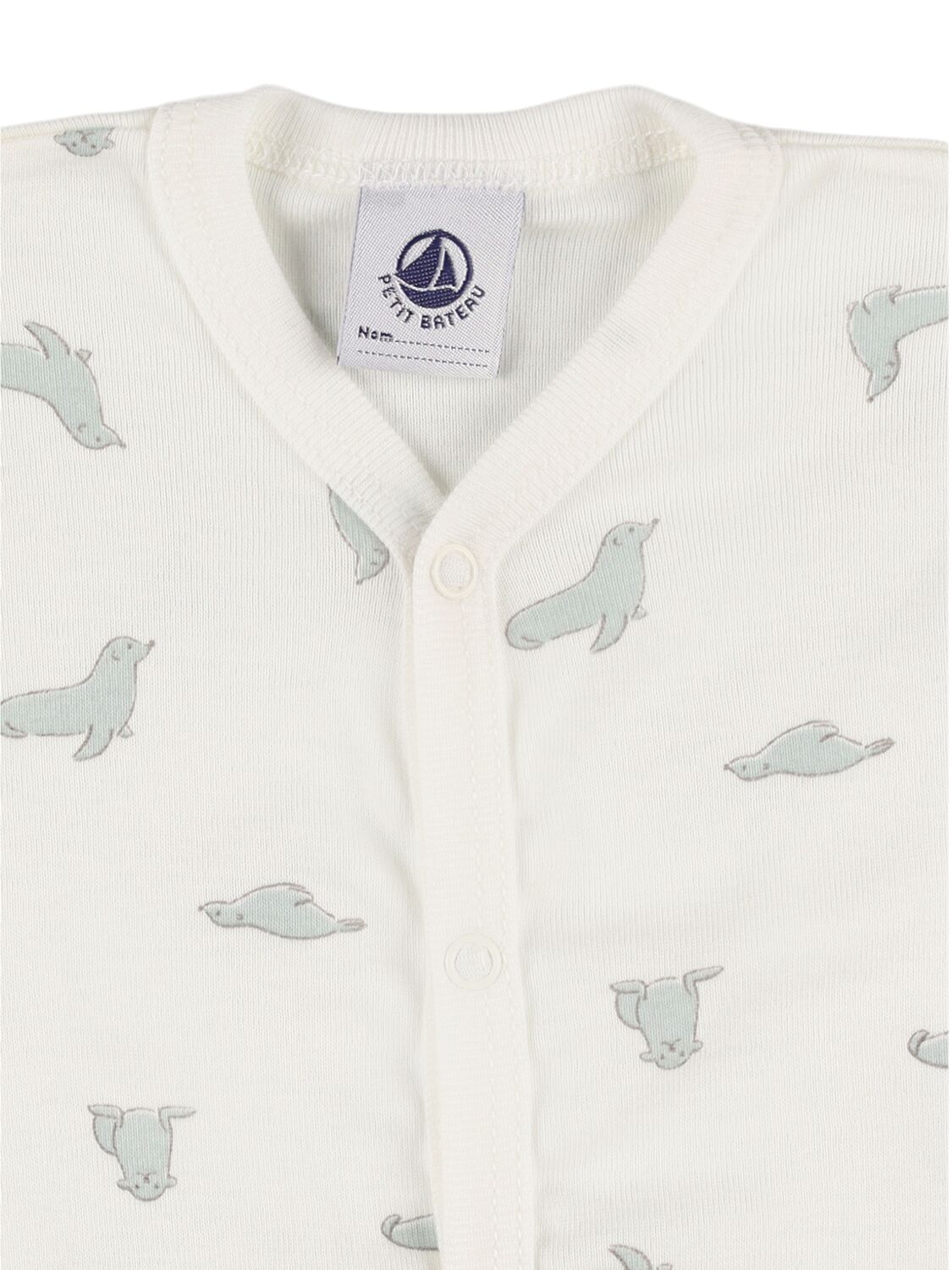 Petit Bateau Printed Cotton Jersey Romper In White